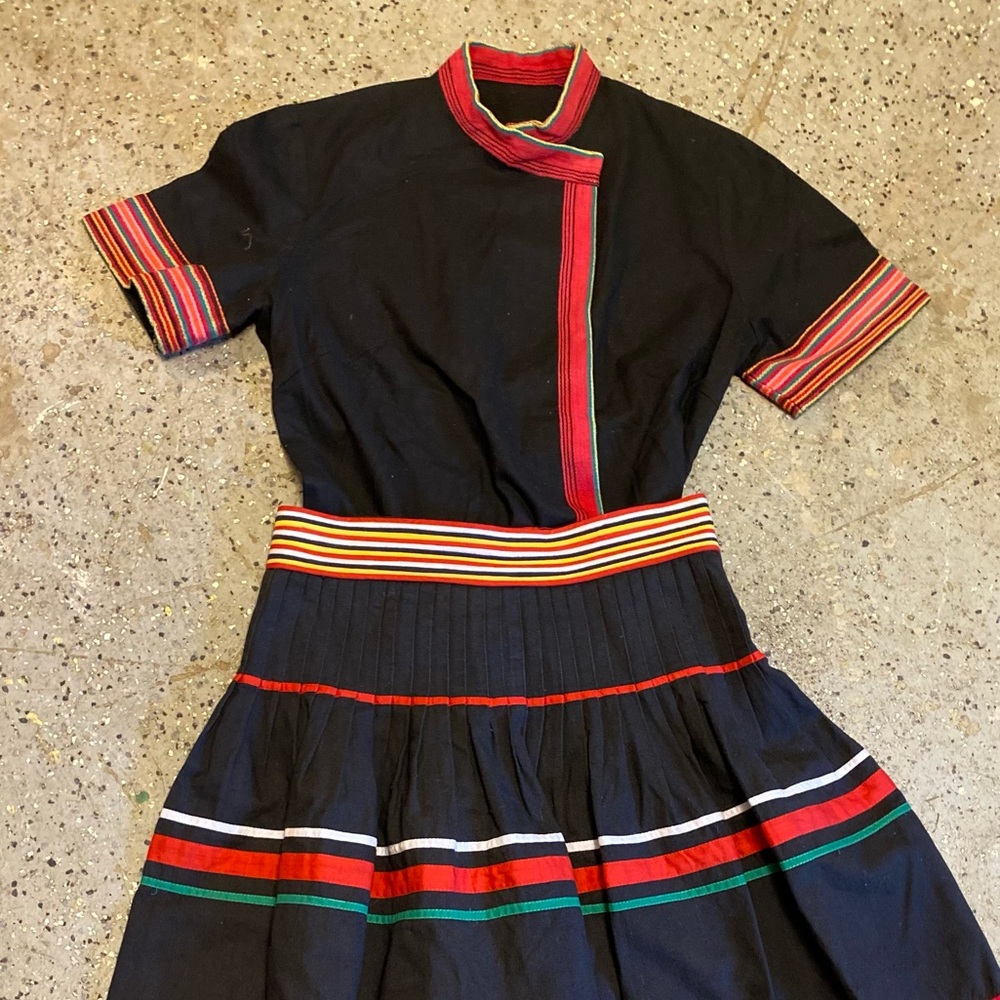 Folk dress top & skirt by John Fowler Designer, Bangkok Thailand. Euro size 26
